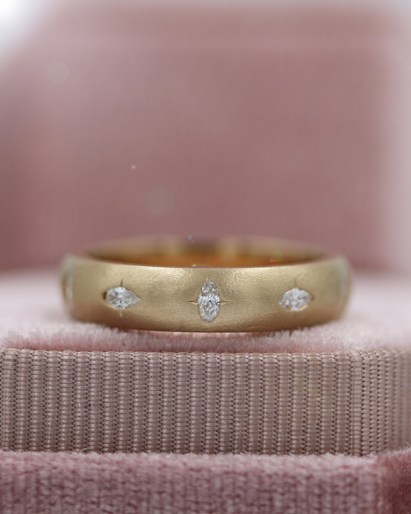 Brushed Ring with Natural Diamonds