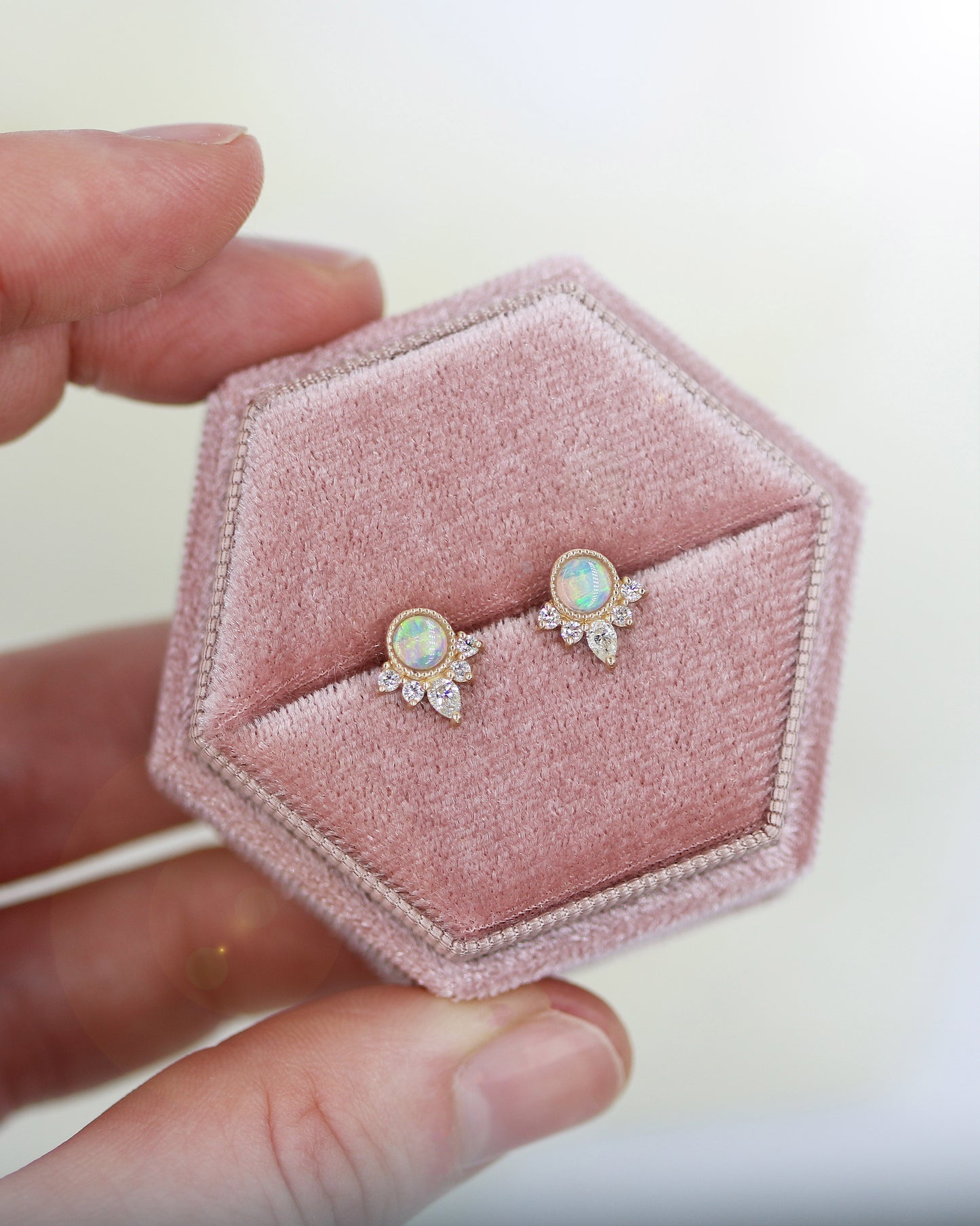 Opal & Diamond Studs