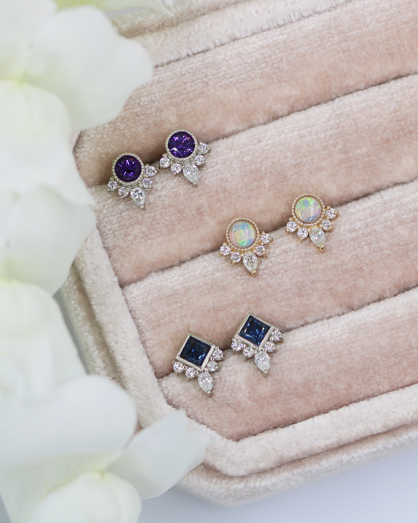 Opal & Diamond Studs