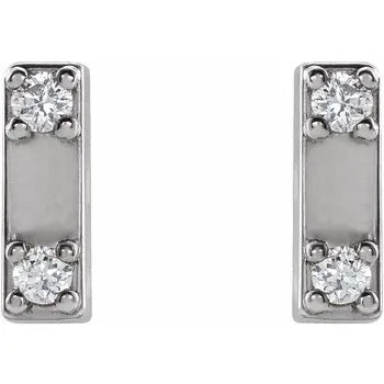 Natural Diamond Two-Stone Bar Earrings