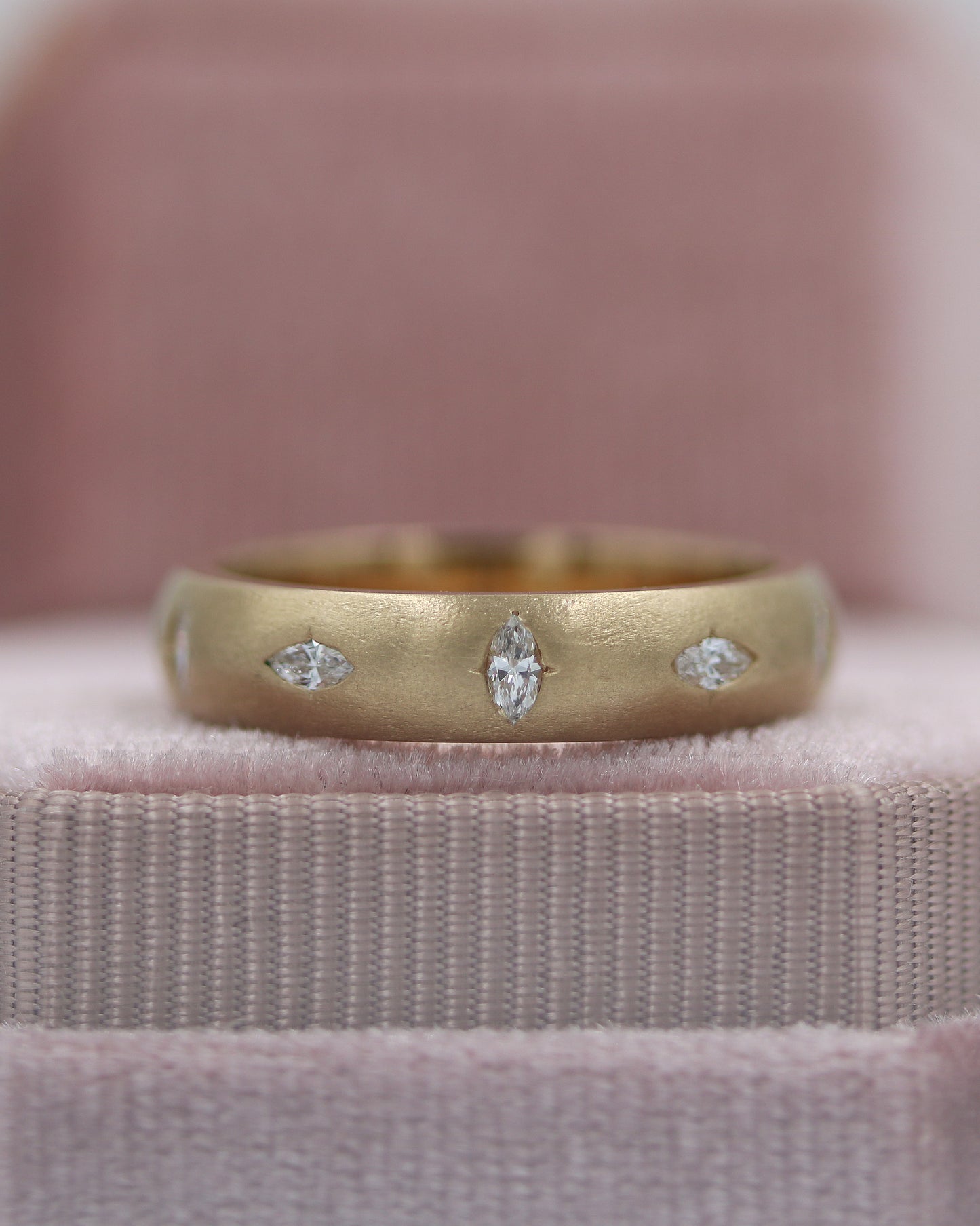 Brushed Ring with Natural Diamonds