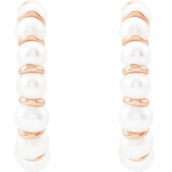 Cultured White Freshwater Pearl Hoop Earrings