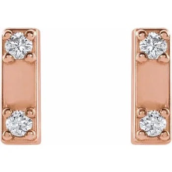 Natural Diamond Two-Stone Bar Earrings