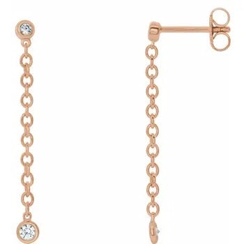 Diamond Hinged Hoop Chain Earrings