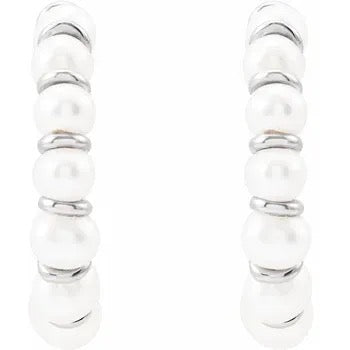 Cultured White Freshwater Pearl Hoop Earrings