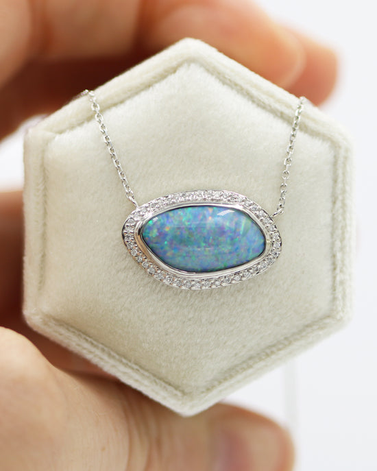 Load image into Gallery viewer, Diamond and Blue Opal Necklace
