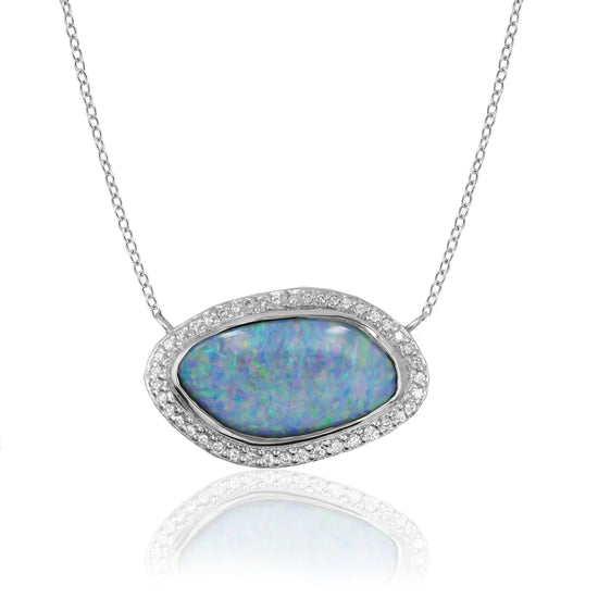 Diamond and Blue Opal Necklace