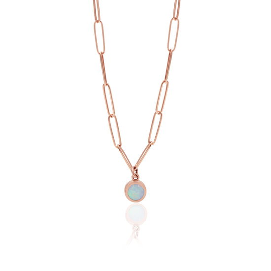 Paperclip & Opal Necklace