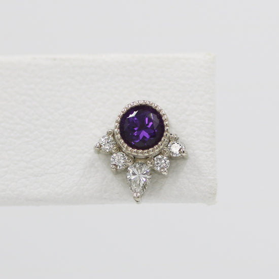 Load image into Gallery viewer, Amethyst &amp;amp; Diamond Studs
