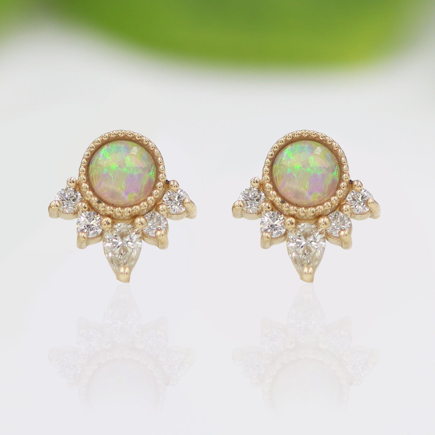 Opal & Diamond Studs