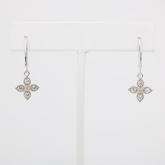 Load image into Gallery viewer, Diamond Flower Dangles
